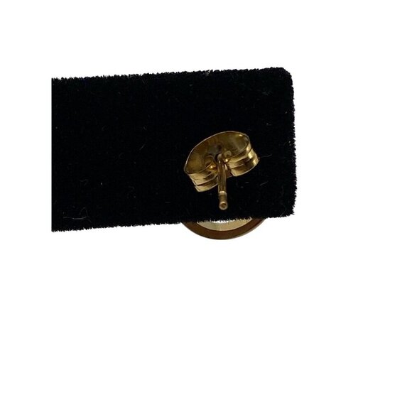 Gold Hollow Circle Stud Earrings With CZ Detailing For Women Minimalist Design - Picture 3 of 5